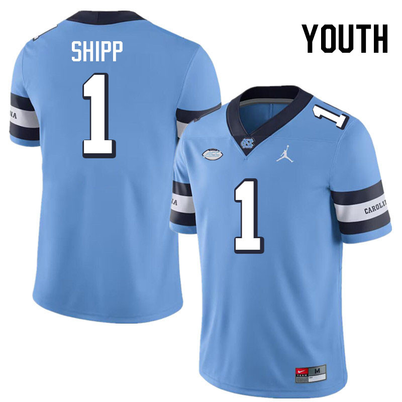 Youth #1 Jordan Shipp North Carolina Tar Heels College Football Jerseys Stitched-Throwback